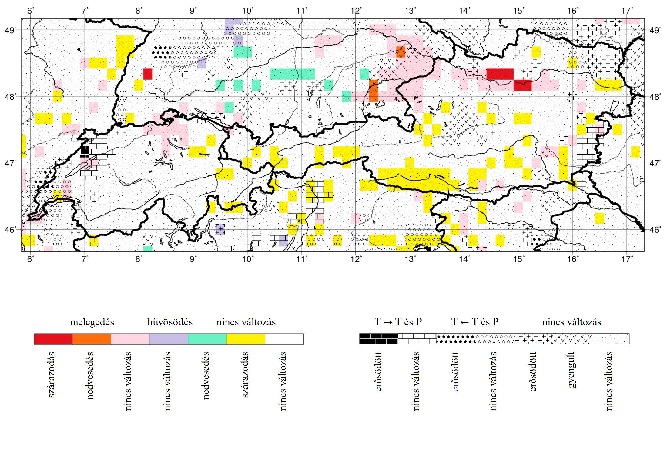 51 9. ábra Az éghajlatváltozási típusok területi eloszlása az alpesi régióban Feddema (2005)
