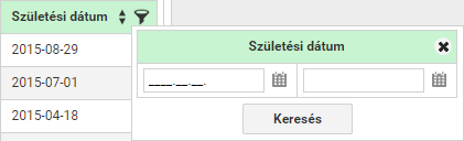 Új tétel beszúrása, a művelet oszlop fejlécében található művelet gombbal Tétel megtekintése, a művelet oszlopban található, soronként értelmezett művelet gombbal (amennyiben a táblázathoz tartozó