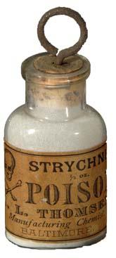 Sztrichnin Strychnos nux-vomica: indiai növény régen gyógyszer (tonizáló, étvágyjavító) peszticidként is