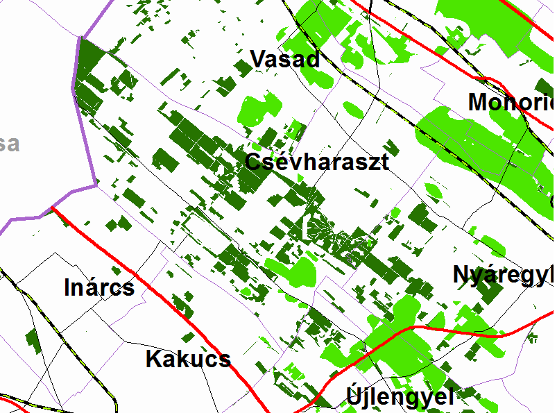 CSÉVHARASZT TELEPÜLÉSRENDEZÉSI TERV 23 MEGALAPOZÓ VIZSGÁLAT ökológiai kapcsolatok zavartalan működése.