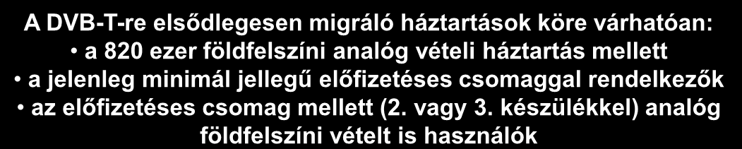 Digitális átállás státusa 4 Digitális hozzáférések arányának alakulása a háztartásokon belül Háztartások %-a Jelenleg kb.