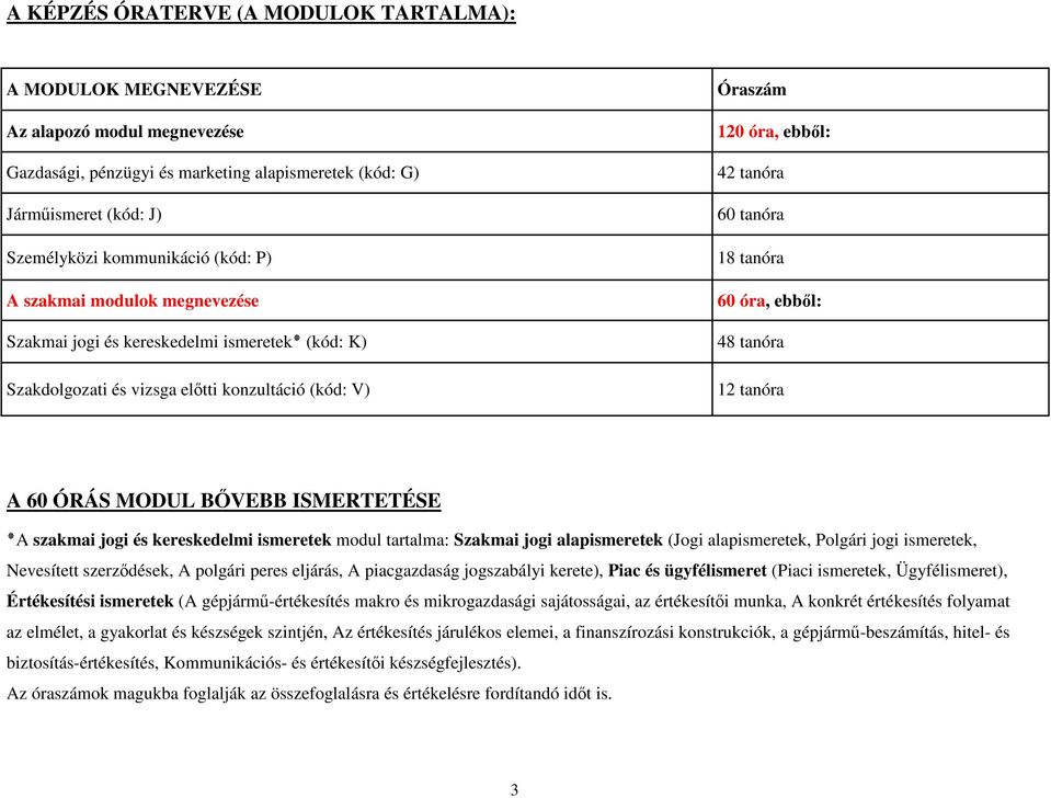 ebbıl: 48 tanóra 12 tanóra A 60 ÓRÁS MODUL BİVEBB ISMERTETÉSE ismeretek, A szakmai jogi és kereskedelmi ismeretek modul tartalma: Szakmai jogi alapismeretek (Jogi alapismeretek, Polgári jogi