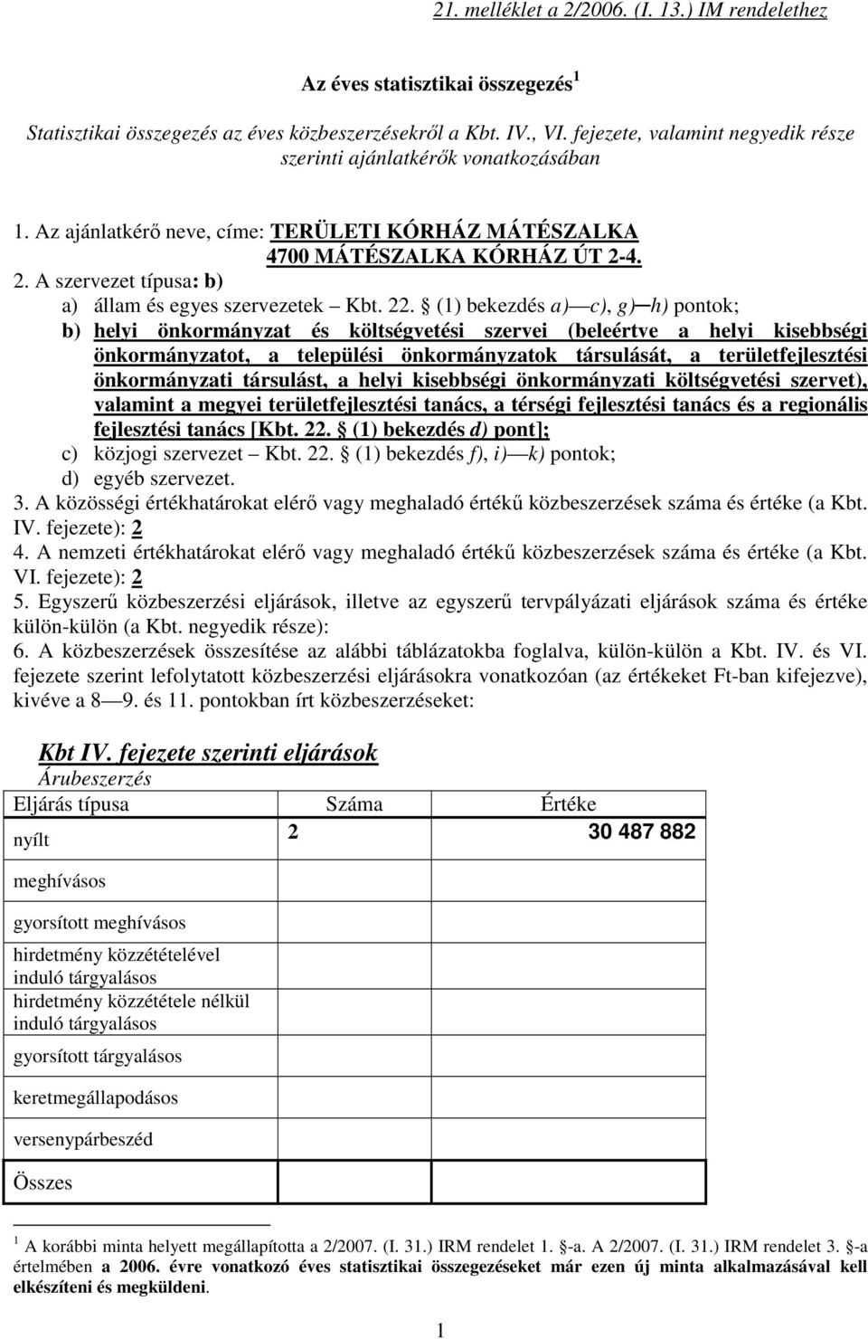 4. 2. A szervezet típusa: b) a) állam és egyes szervezetek Kbt. 22.