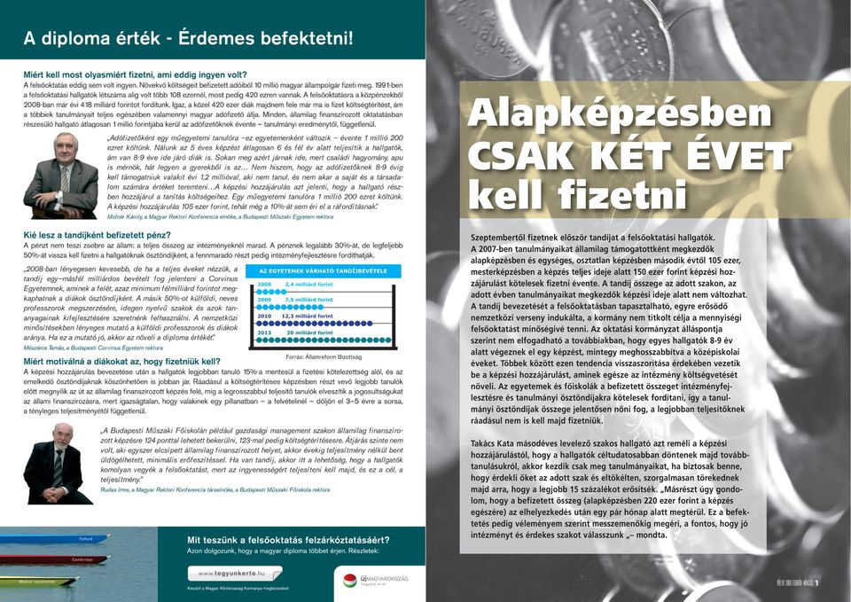 hozzájárulást kötelesek fizetni évente. A tandíj összege az adott szakon, az adott évben tanulmányaikat megkezdôk képzési ideje alatt nem változhat.