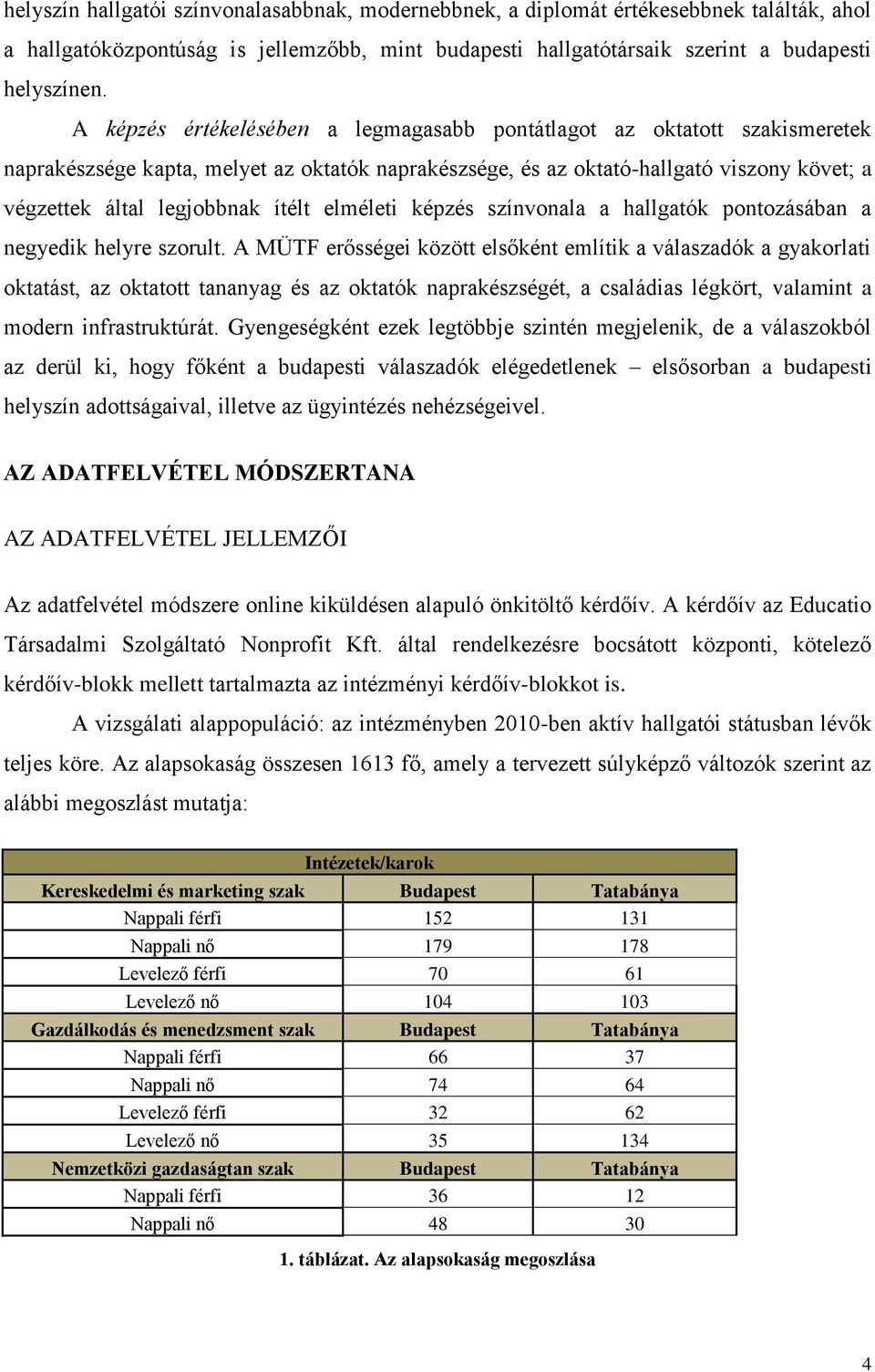 ítélt elméleti képzés színvonala a hallgatók pontozásában a negyedik helyre szorult.