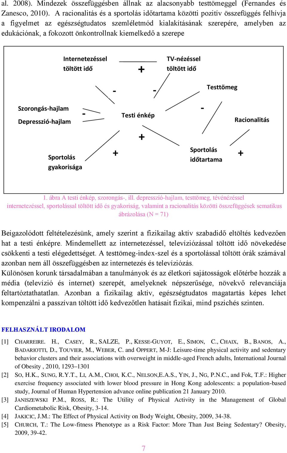 kiemelkedő a szerepe Internetezéssel töltött idő + TV-nézéssel töltött idő - - Testtömeg Szorongás-hajlam Depresszió-hajlam Sportolás gyakorisága - + Testi énkép + - Sportolás időtartama Racionalitás