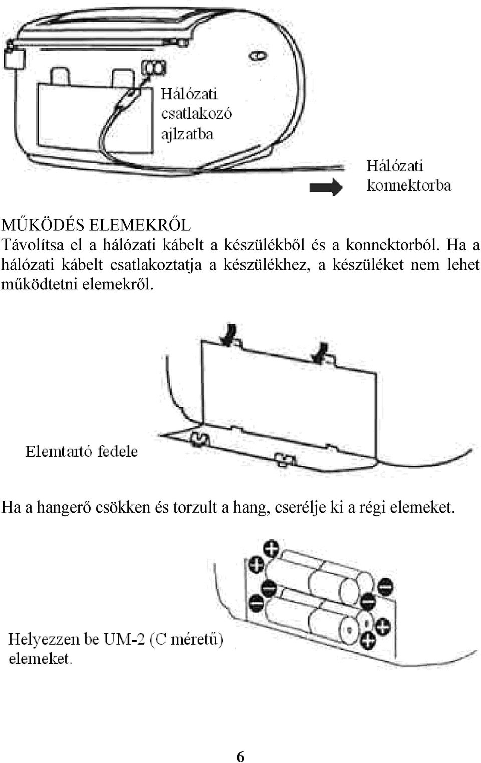 Ha a hálózati kábelt csatlakoztatja a készülékhez, a