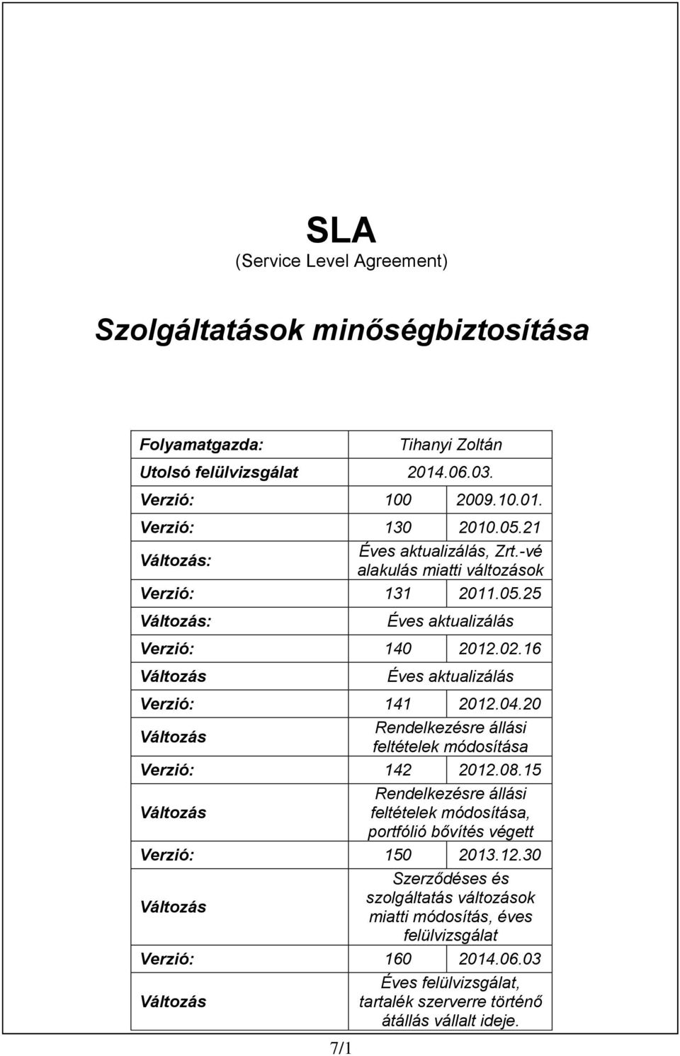 04.20 Rendelkezésre állási feltételek módosítása Verzió: 142 2012.