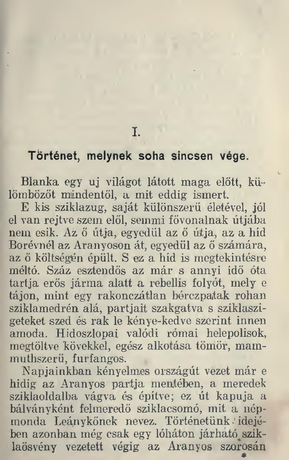 Az útja, egyedül az útja, az a hid Borévnél az Aranyoson át, egyedül az ö számára, az költségíén épült. S ez a híd is megtekintésre méltó.