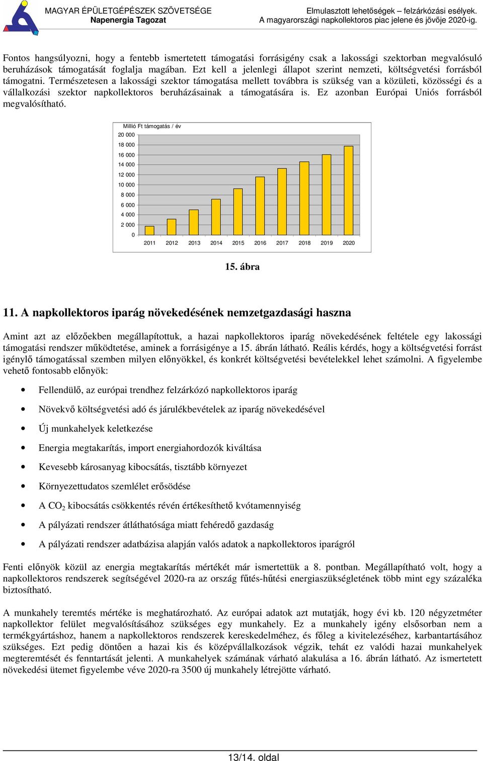 Természetesen a lakossági szektor támogatása mellett továbbra is szükség van a közületi, közösségi és a vállalkozási szektor napkollektoros beruházásainak a támogatására is.