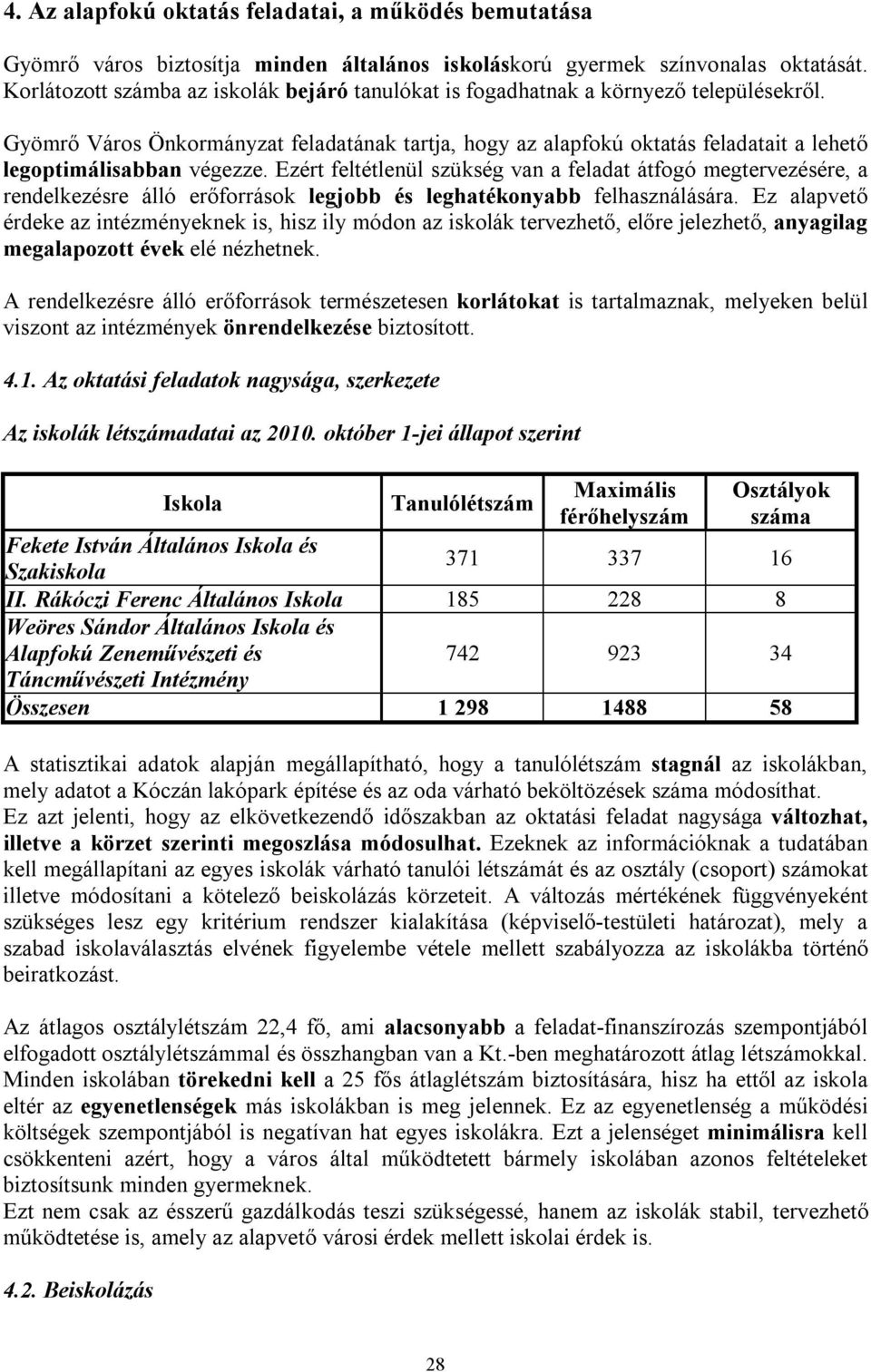 Gyömrő Város Önkormányzat feladatának tartja, hogy az alapfokú oktatás feladatait a lehető legoptimálisabban végezze.