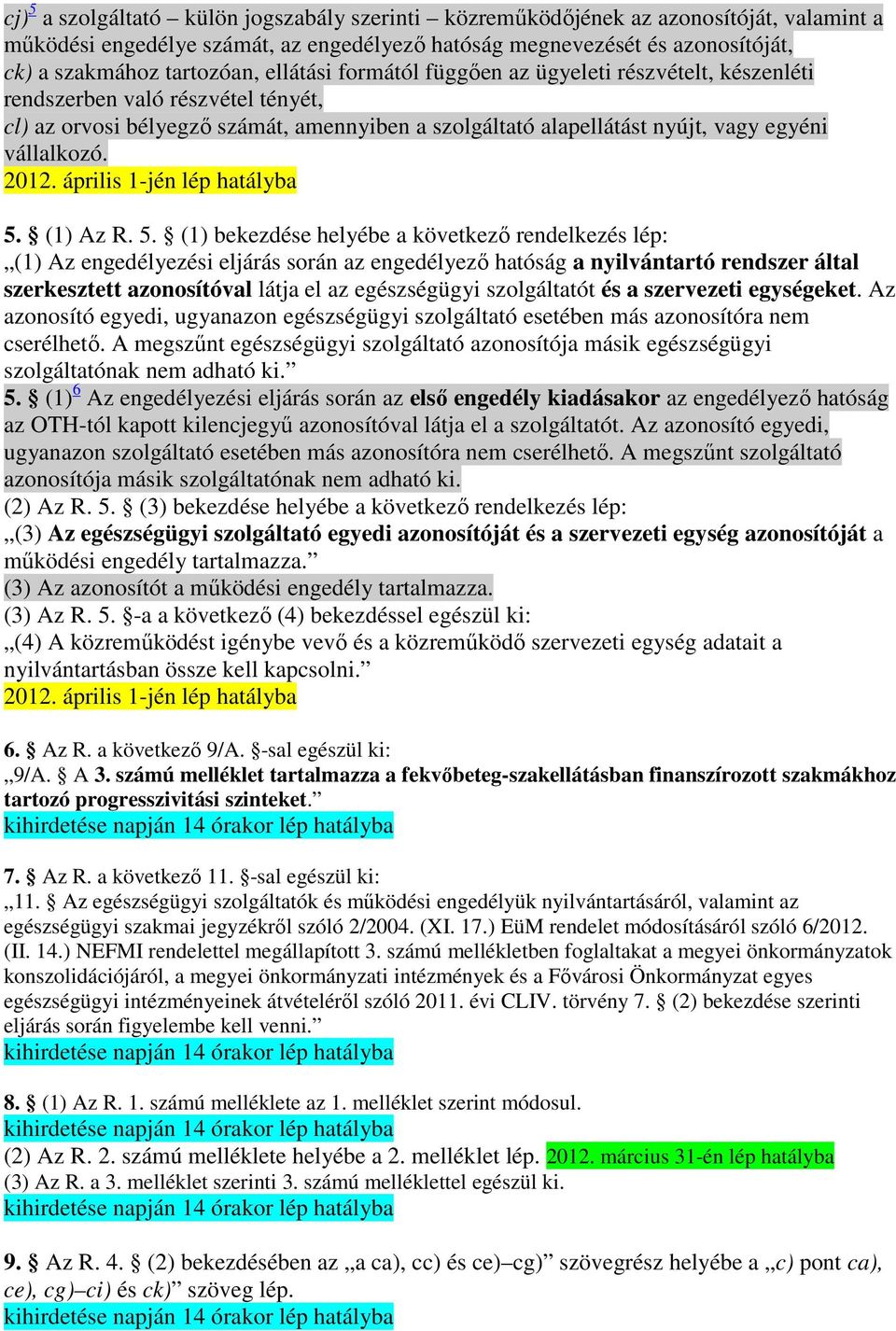 2012. április 1-jén lép hatályba 5.