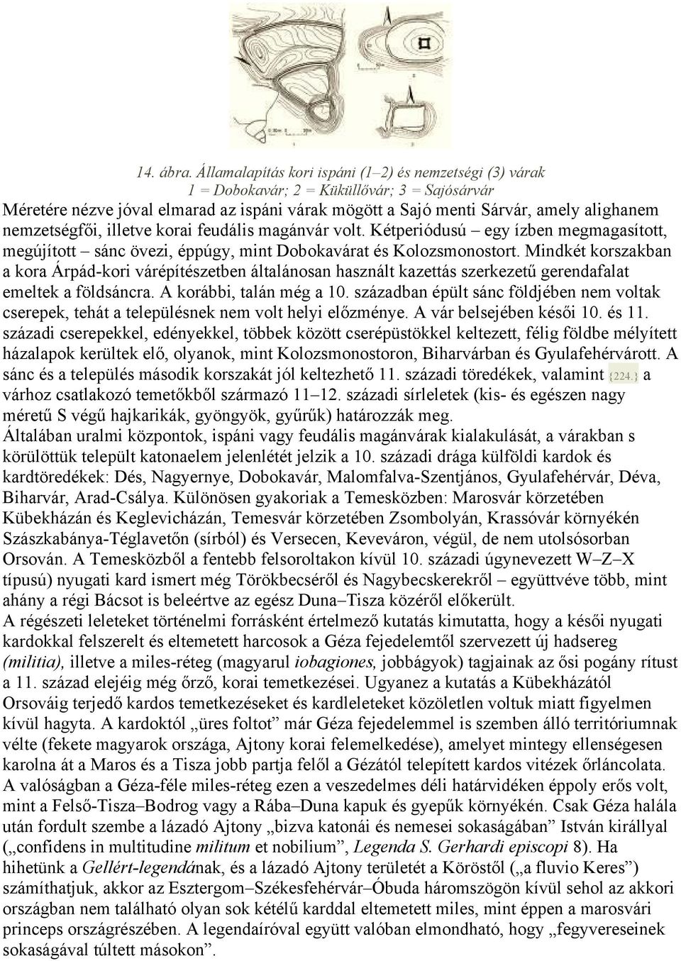 nemzetségfői, illetve korai feudális magánvár volt. Kétperiódusú egy ízben megmagasított, megújított sánc övezi, éppúgy, mint Dobokavárat és Kolozsmonostort.