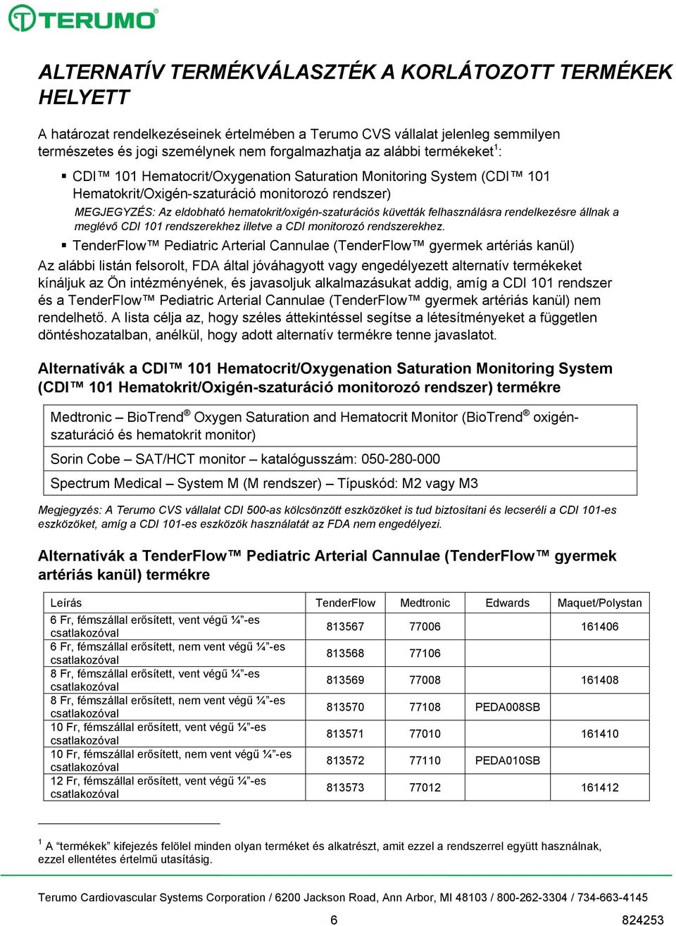 felhasználásra rendelkezésre állnak a meglévő CDI 101 rendszerekhez illetve a CDI monitorozó rendszerekhez.