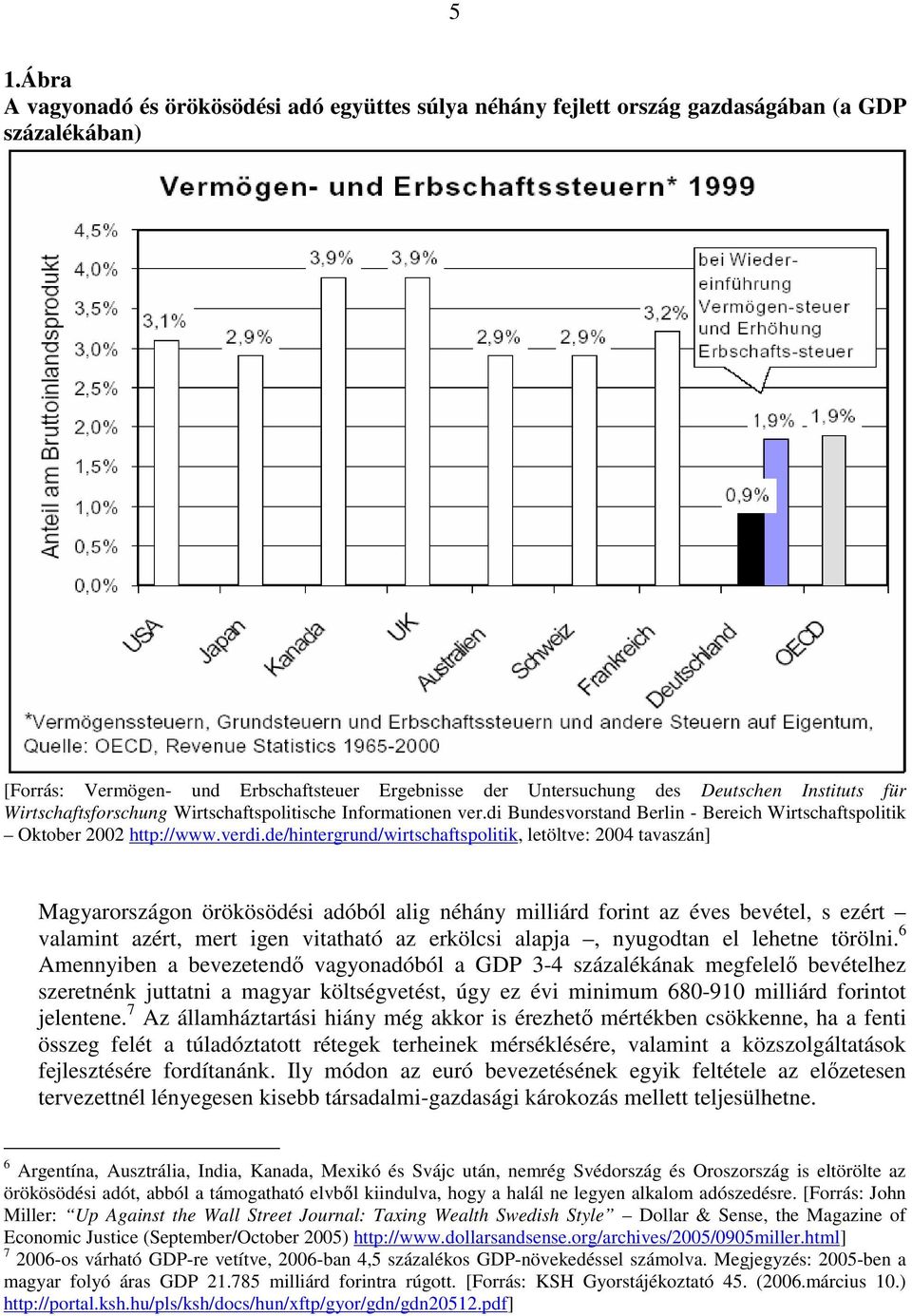 de/hintergrund/wirtschaftspolitik, letöltve: 2004 tavaszán] Magyarországon örökösödési adóból alig néhány milliárd forint az éves bevétel, s ezért valamint azért, mert igen vitatható az erkölcsi