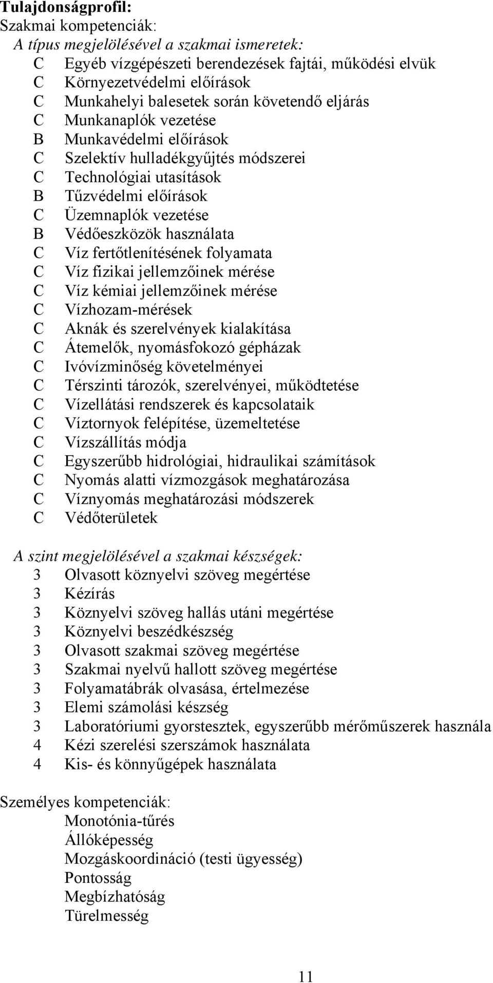 fertőtlenítésének folyamata Víz fizikai jellemzőinek mérése Víz kémiai jellemzőinek mérése Vízhozam-mérések Aknák és szerelvények kialakítása Átemelők, nyomásfokozó gépházak Ivóvízminőség