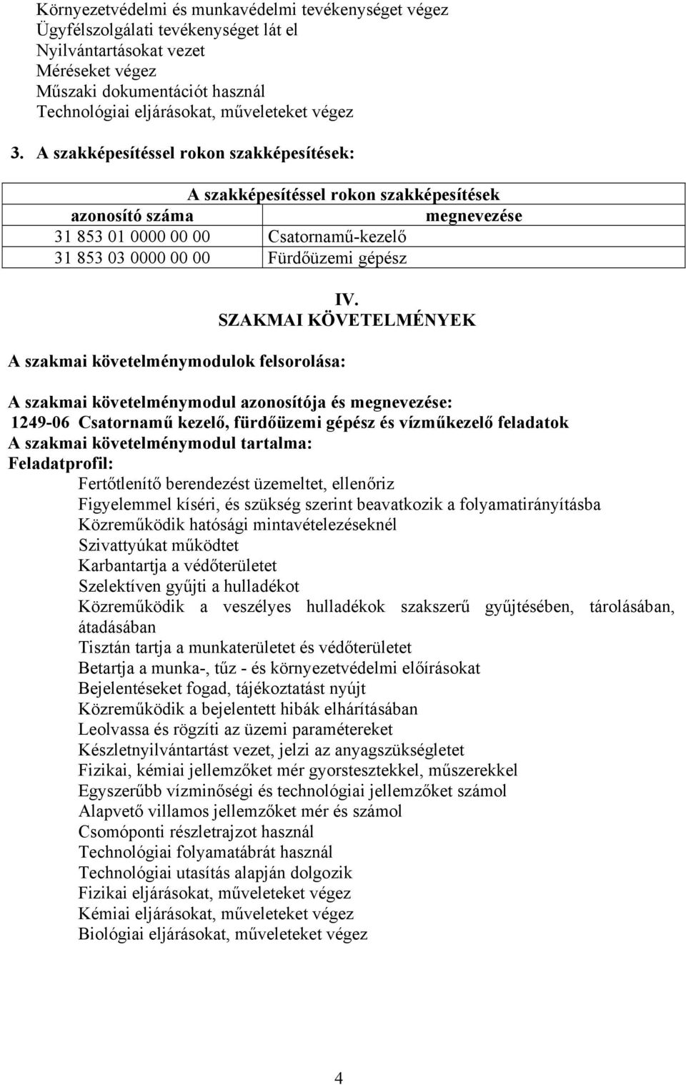 A szakképesítéssel rokon szakképesítések: A szakképesítéssel rokon szakképesítések azonosító száma megnevezése 31 853 01 0000 00 00 satornamű-kezelő 31 853 03 0000 00 00 Fürdőüzemi gépész A szakmai