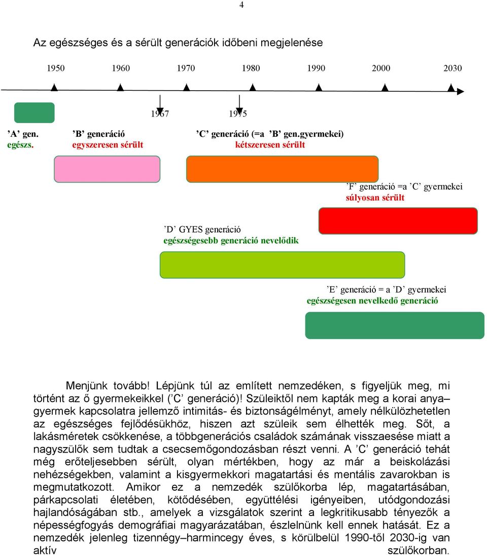 Menjünk tovább! Lépjünk túl az említett nemzedéken, s figyeljük meg, mi történt az ő gyermekeikkel ( C generáció)!