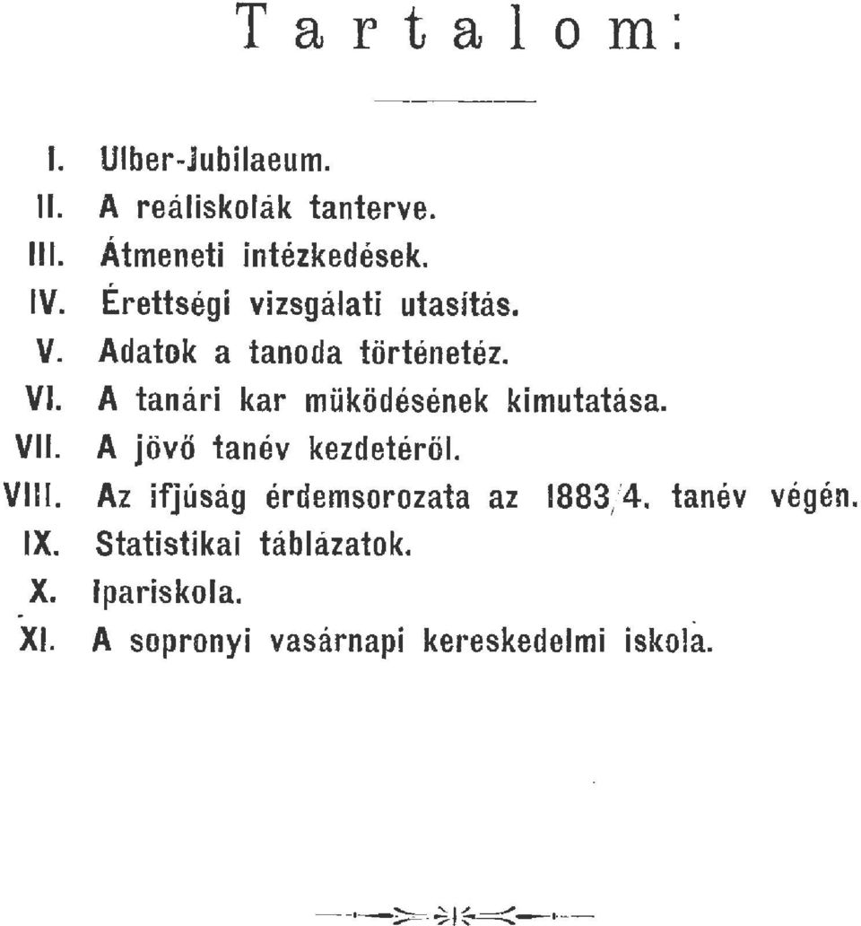 A tanári kar müködésének kimutatása. VII. A jövő tanév kezdetérő. VIi.