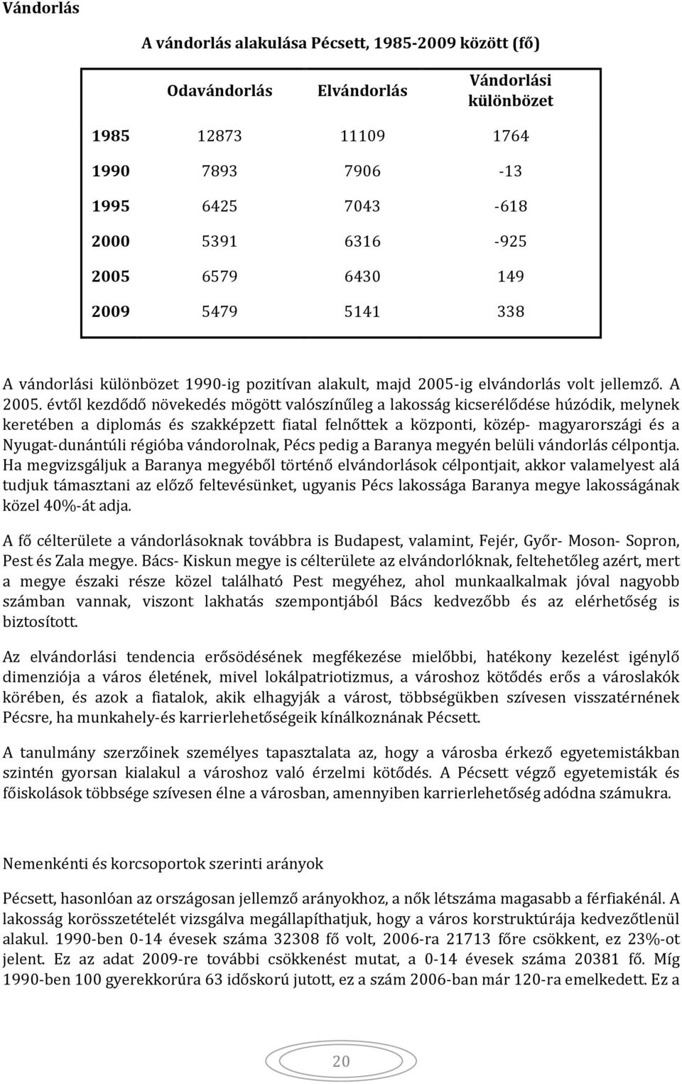 évtől kezdődő növekedés mögött valószínűleg a lakosság kicserélődése húzódik, melynek keretében a diplomás és szakképzett fiatal felnőttek a központi, közép- magyarországi és a Nyugat-dunántúli