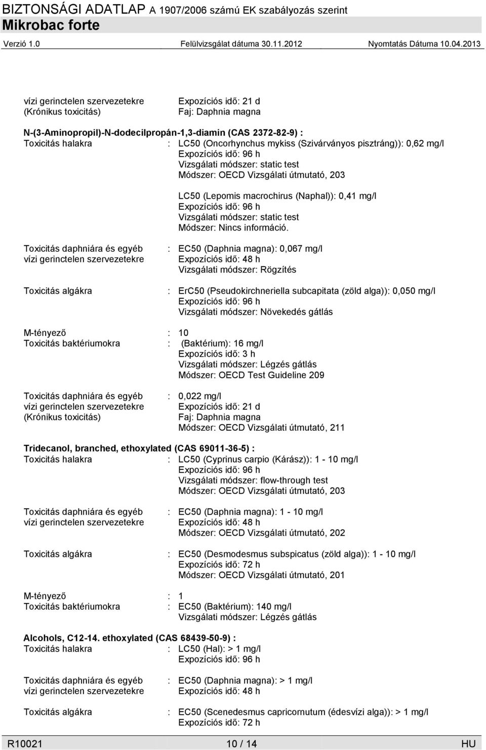 test Módszer: Nincs információ.