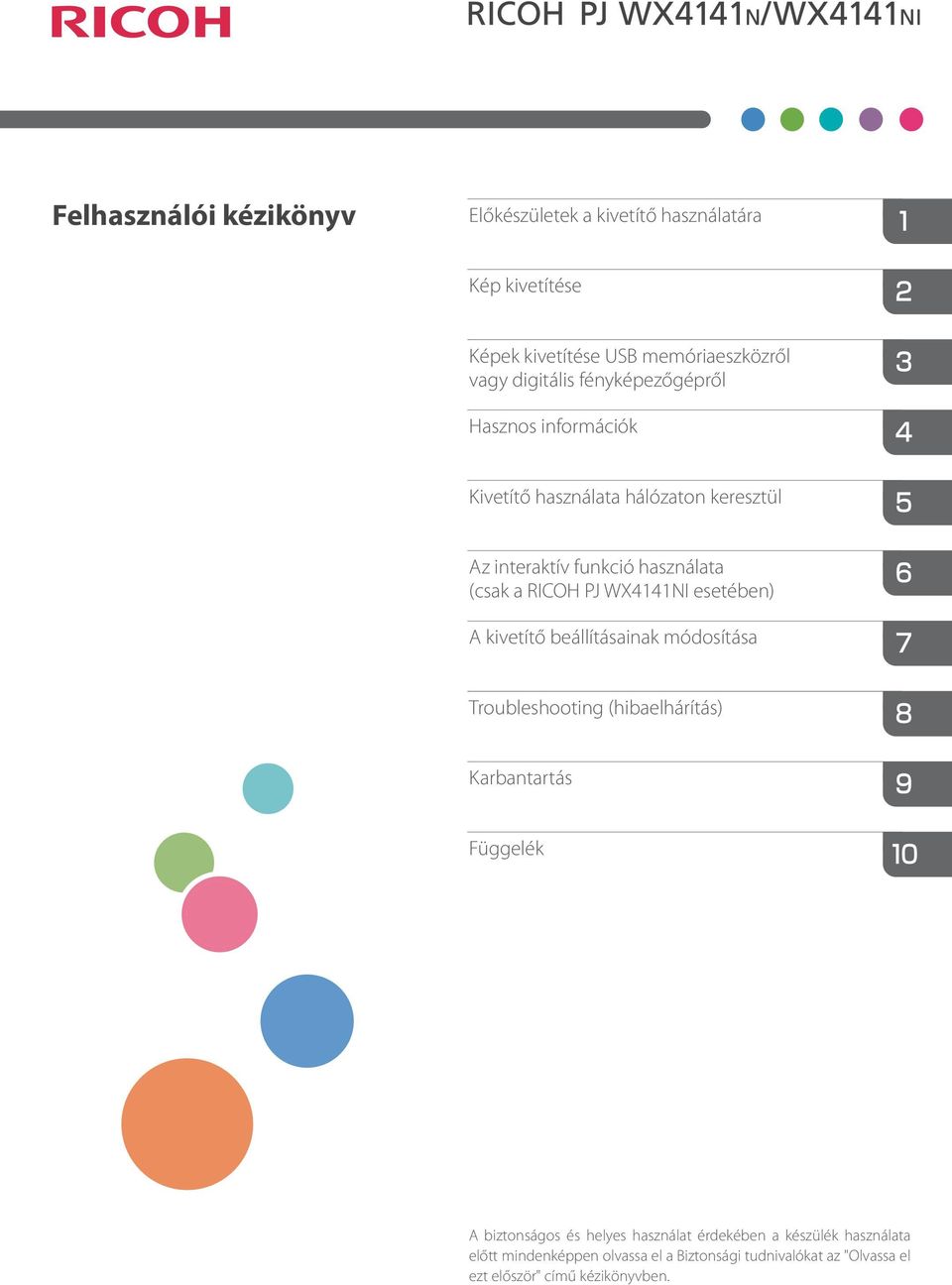 WX4141NI esetében) A kivetítő beállításainak módosítása Troubleshooting (hibaelhárítás) Karbantartás Függelék A biztonságos és helyes