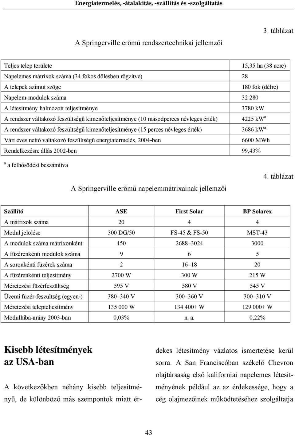 teljesítménye 3780 kw A rendszer váltakozó feszültségű kimenőteljesítménye (10 másodperces névleges érték) 4225 kw a A rendszer váltakozó feszültségű kimenőteljesítménye (15 perces névleges érték)