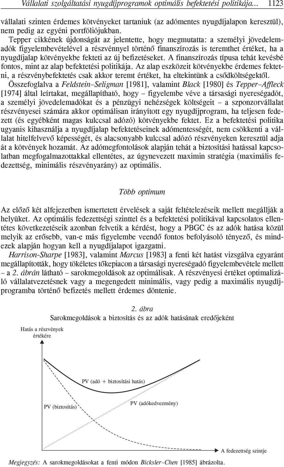 Tepper cikkének újdonságát az jelentette, hogy megmutatta: a személyi jövedelemadók figyelembevételével a részvénnyel történõ finanszírozás is teremthet értéket, ha a nyugdíjalap kötvényekbe fekteti