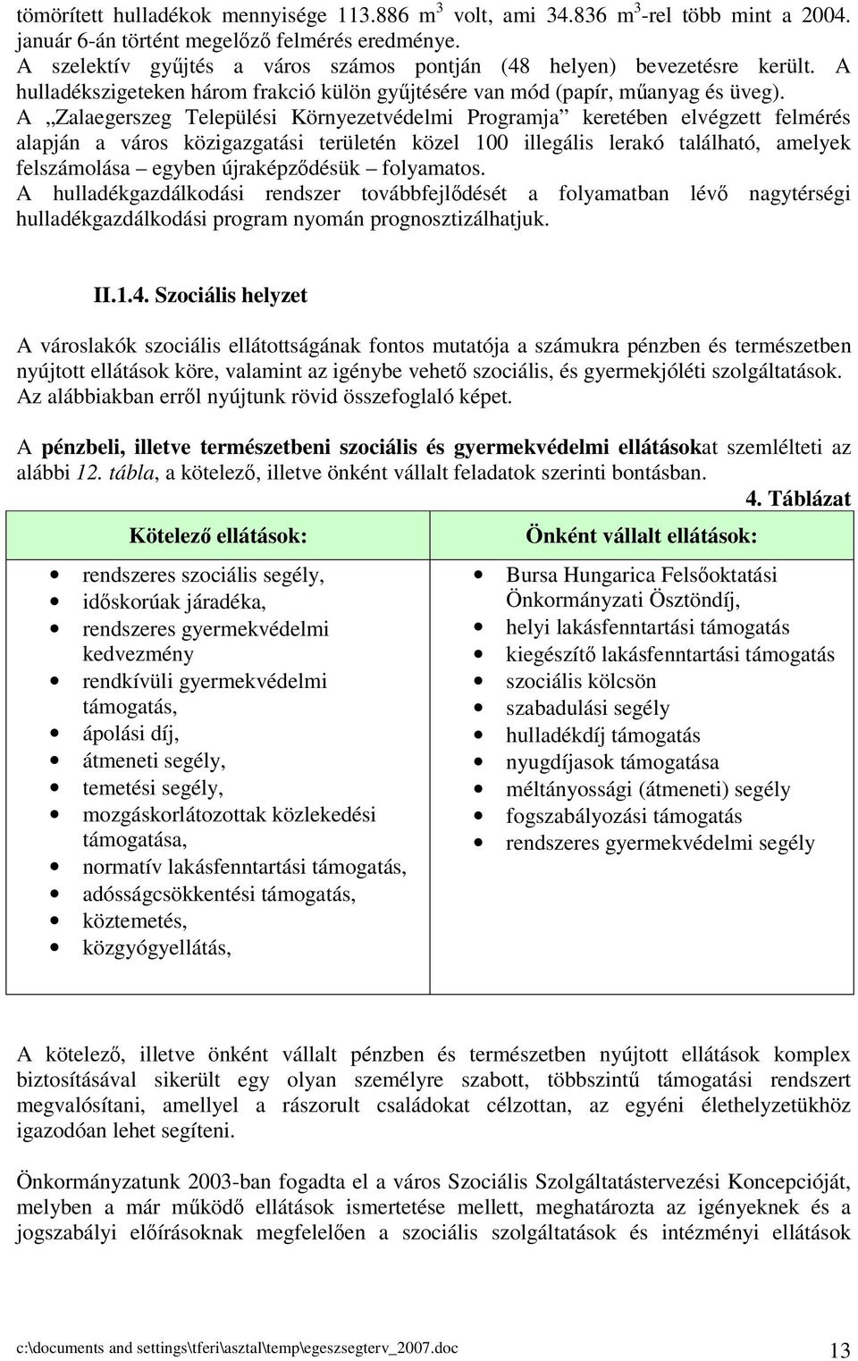 A Zalaegerszeg Települési Környezetvédelmi Programja keretében elvégzett felmérés alapján a város közigazgatási területén közel 100 illegális lerakó található, amelyek felszámolása egyben