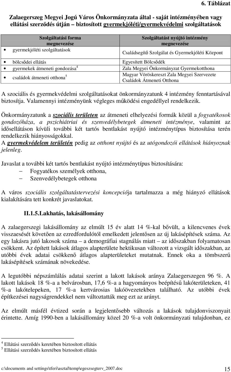 Zala Megyei Önkormányzat Gyermekotthona családok átmeneti otthona 5 Magyar Vöröskereszt Zala Megyei Szervezete Családok Átmeneti Otthona A szociális és gyermekvédelmi szolgáltatásokat önkormányzatunk