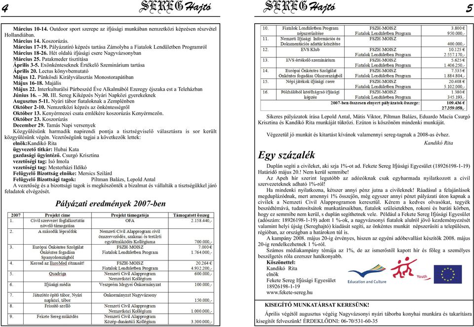 Exönkénteseknek Értékelő Szeminárium tartása Április 20. Lectus könyvbemutató Május 12. Pünkösdi Királyválasztás Monostorapátiban Május 16-18. Majális Május 22.