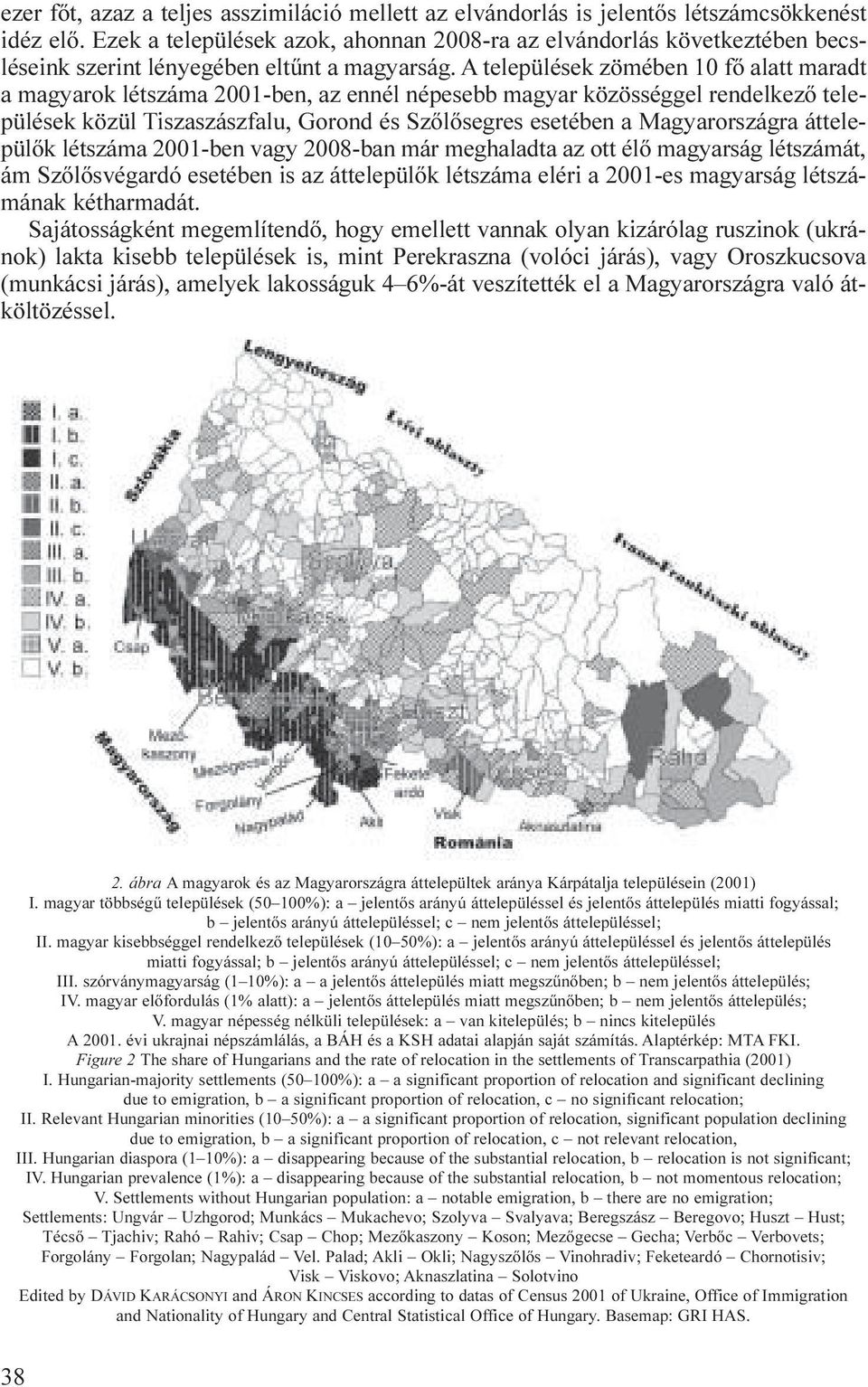 A települések zömében 10 fő alatt maradt a magyarok létszáma 2001-ben, az ennél népesebb magyar közösséggel rendelkező települések közül Tiszaszászfalu, Gorond és Szőlősegres esetében a