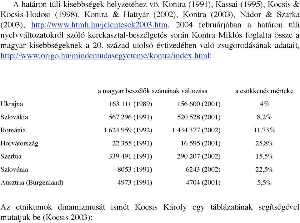 század utolsó évtizedében való zsugorodásának adatait, http://www.origo.hu/mindentudasegyeteme/kontra/index.