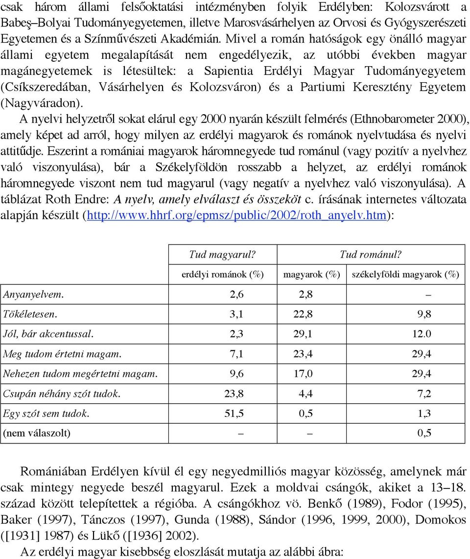 Mivel a román hatóságok egy önálló magyar állami egyetem megalapítását nem engedélyezik, az utóbbi években magyar magánegyetemek is létesültek: a Sapientia Erdélyi Magyar Tudományegyetem