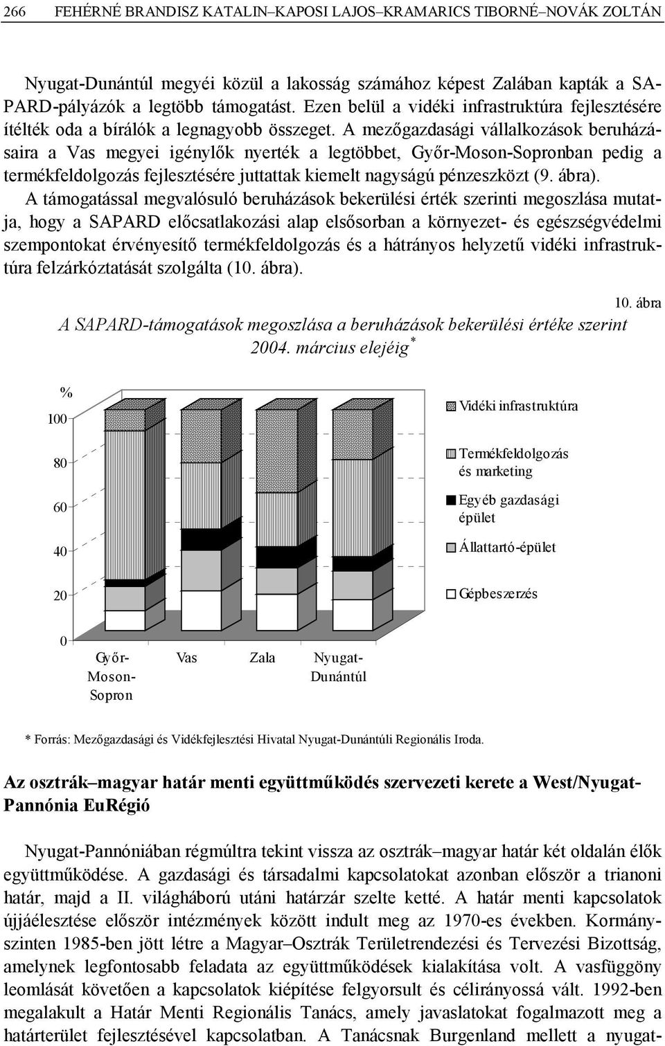 A mezőgazdasági vállalkozások beruházásaira a Vas megyei igénylők nyerték a legtöbbet, Győr-Moson-Sopronban pedig a termékfeldolgozás fejlesztésére juttattak kiemelt nagyságú pénzeszközt (9. ábra).