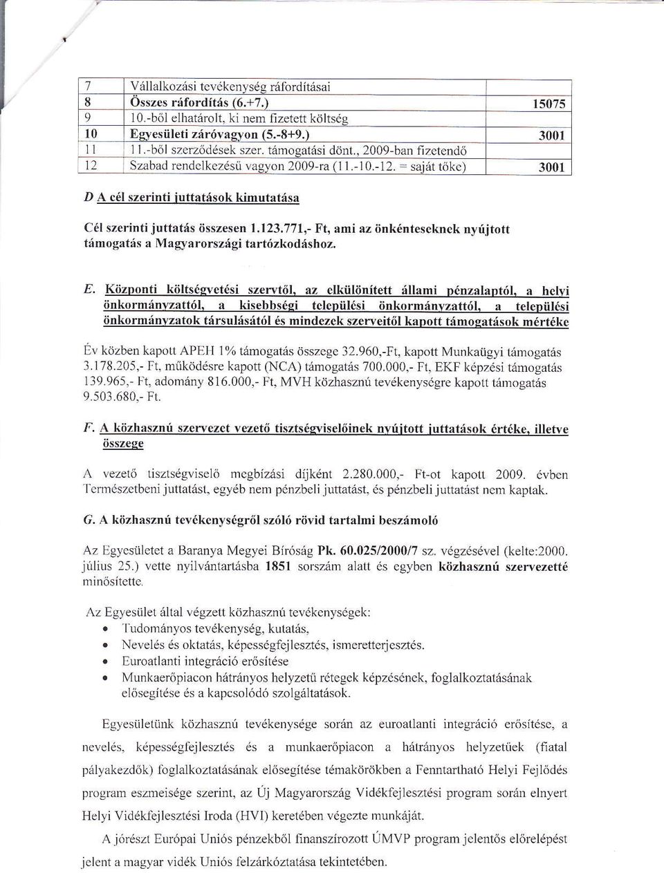 771,- Ft, ami az ónkéntescknek nyújtott támogatás a Mag.I arországi t r'tózkodáshoz. t. Kózponti kóltségtetési szervtó, az clkütdnített áll mi pénzalaptí)i. a helyi iinkormányzattói.