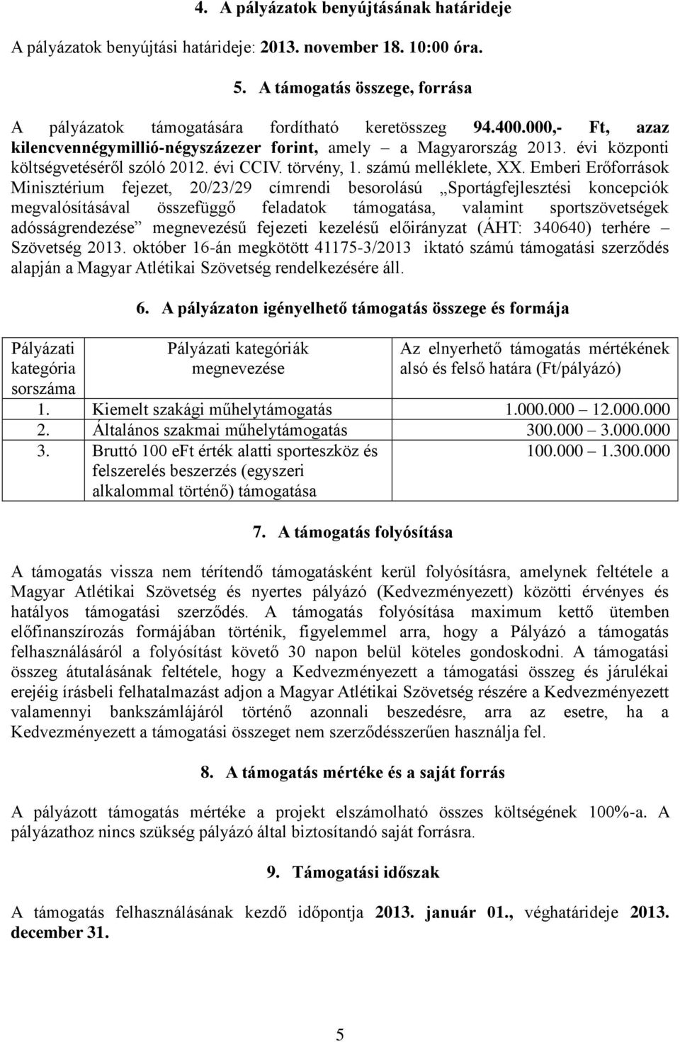 Emberi Erőforrások Minisztérium fejezet, 20/23/29 címrendi besorolású Sportágfejlesztési koncepciók megvalósításával összefüggő feladatok támogatása, valamint sportszövetségek adósságrendezése