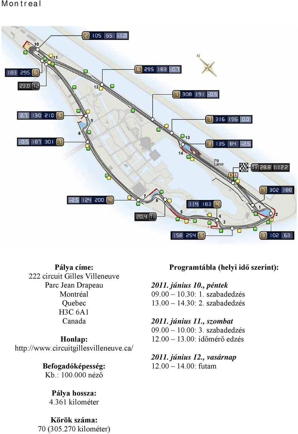 , péntek 09.00 10.30: 1. szabadedzés 13.00 14.30: 2. szabadedzés 2011. június 11., szombat 09.00 10.00: 3. szabadedzés 12.