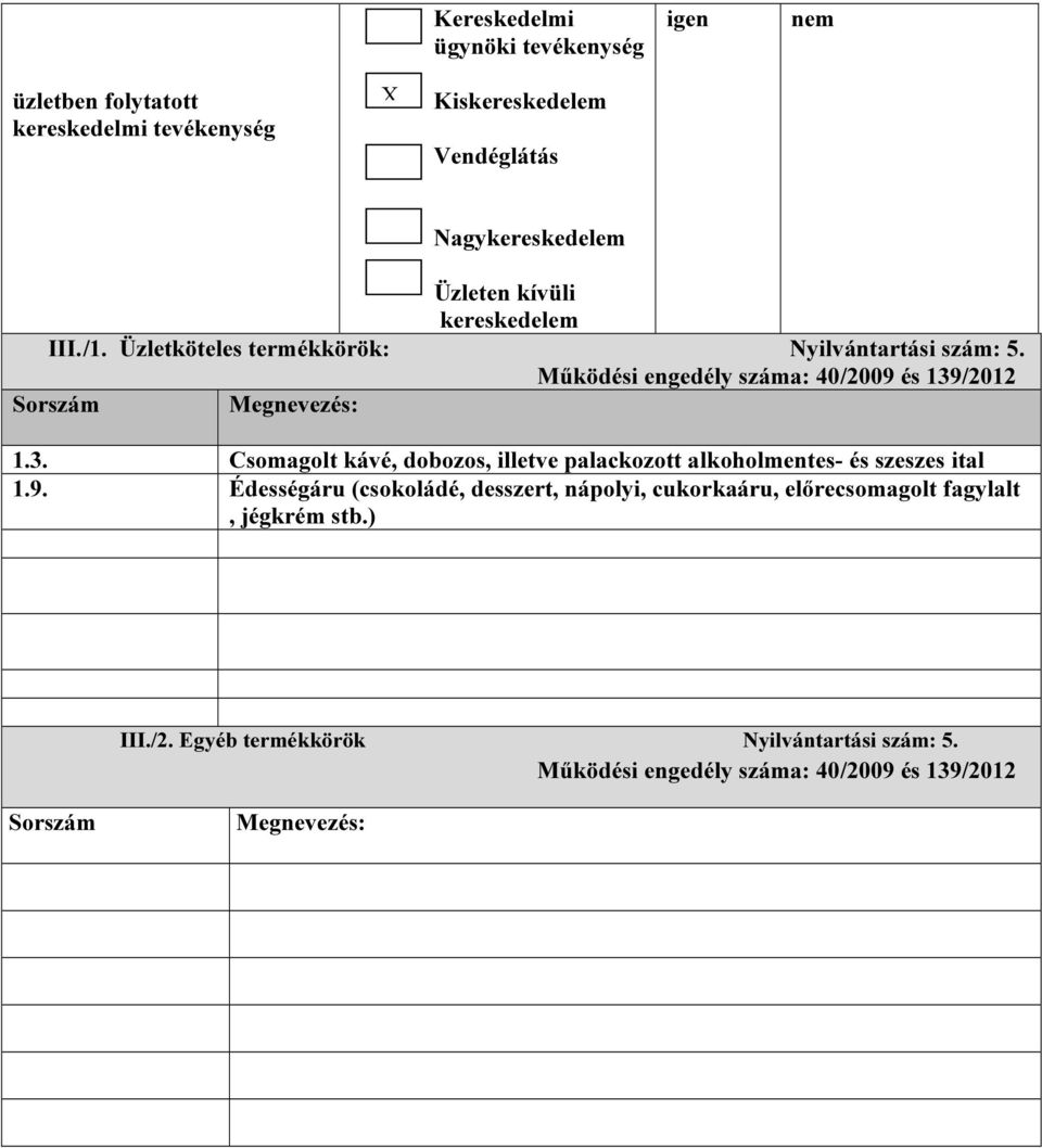 3. Csomagolt kávé, dobozos, illetve palackozott alkoholmentes- és szeszes ital 1.9.