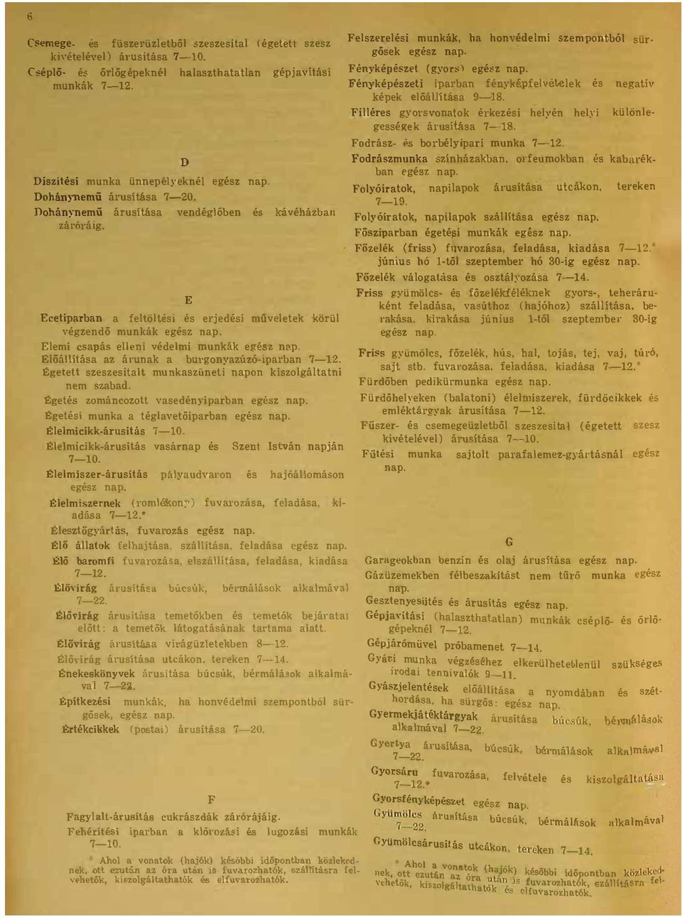 Elóál1ítása az árunak a burgonyazüzó-iparban 7-12 Égetett szeszesilalt munkaszlineti napon kiszolgáltatni nem szabad Égetés zománcozott vasedényiparhan 1!