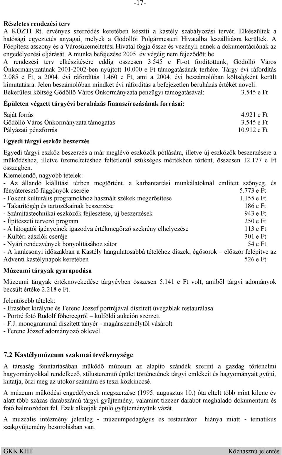 A Főépítész asszony és a Városüzemeltetési Hivatal fogja össze és vezényli ennek a dokumentációnak az engedélyezési eljárását. A munka befejezése 2005. év végéig nem fejeződött be.