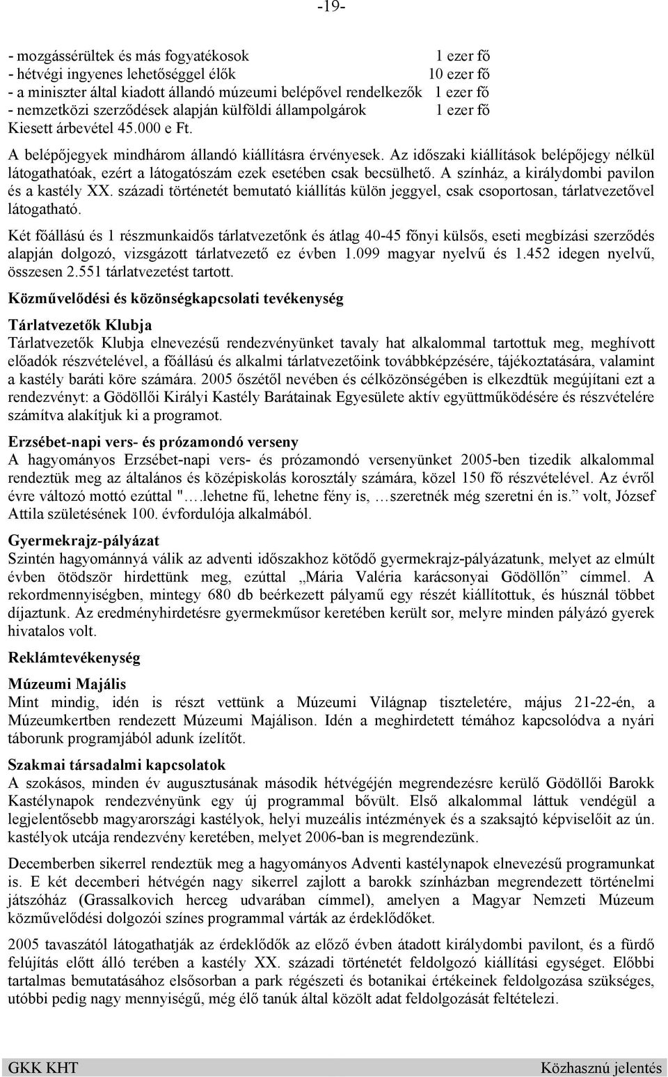 Az időszaki kiállítások belépőjegy nélkül látogathatóak, ezért a látogatószám ezek esetében csak becsülhető. A színház, a királydombi pavilon és a kastély XX.