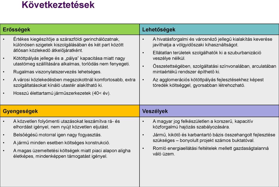 A városi közlekedésben megszokottnál komfortosabb, extra szolgáltatásokat kínáló utastér alakítható ki. Hosszú élettartamú járműszerkezetek (40< év).