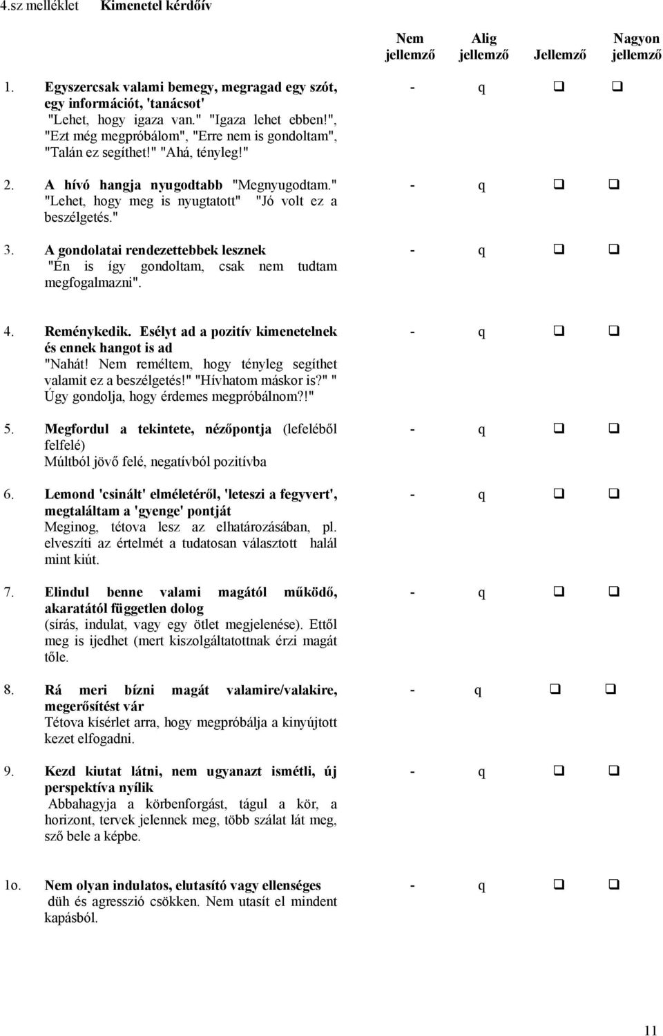 " "Lehet, hogy meg is nyugtatott" "Jó volt ez a beszélgetés." 3. A gondolatai rendezettebbek lesznek "Én is így gondoltam, csak nem tudtam megfogalmazni". 4. Reménykedik.