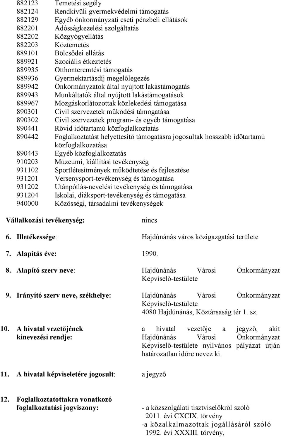 által nyújtott lakástámogatások 889967 Mozgáskorlátozottak közlekedési támogatása 890301 Civil szervezetek működési támogatása 890302 Civil szervezetek program- és egyéb támogatása 890441 Rövid