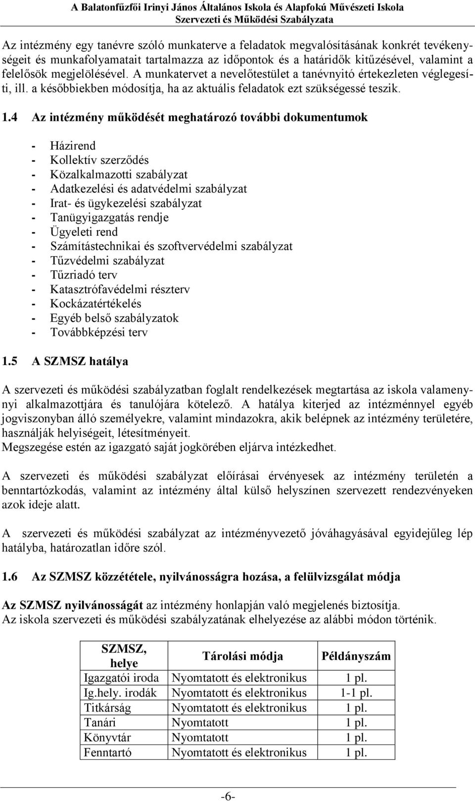 4 Az intézmény működését meghatározó további dokumentumok - Házirend - Kollektív szerződés - Közalkalmazotti szabályzat - Adatkezelési és adatvédelmi szabályzat - Irat- és ügykezelési szabályzat -