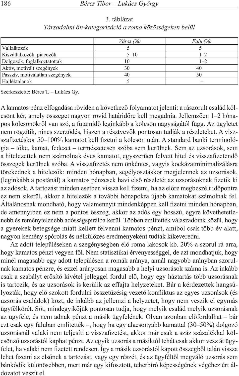 30 40 Passzív, motiválatlan szegények 40 50 Hajléktalanok 05 Szerkesztette: Béres T. Lukács Gy.