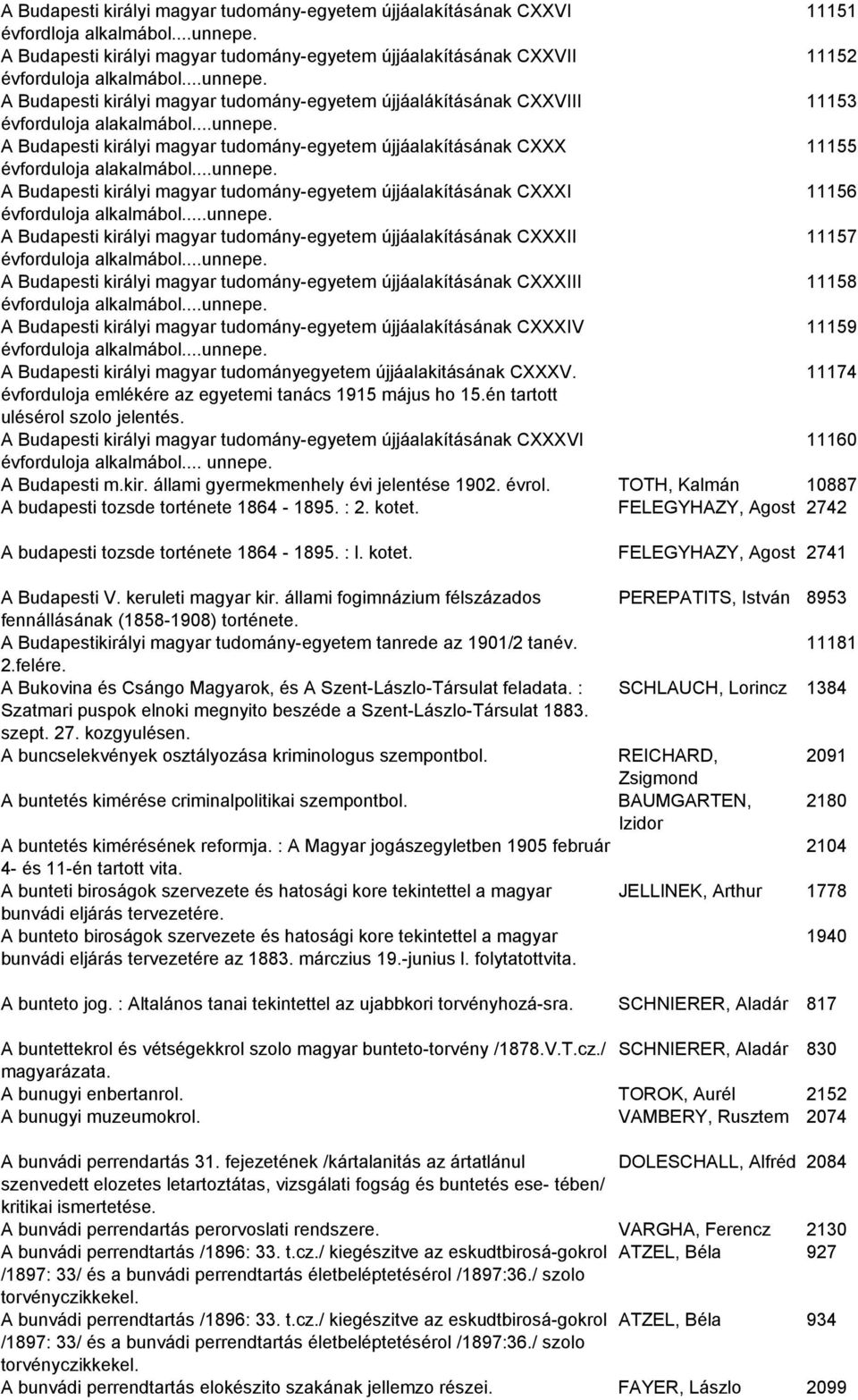 A Budapesti királyi magyar tudomány-egyetem újjáalákításának CXXVIII 11153 évforduloja alakalmábol...unnepe.