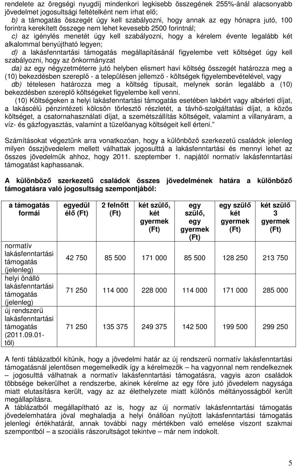 lakásfenntartási támogatás megállapításánál figyelembe vett költséget úgy kell szabályozni, hogy az önkormányzat da) az egy négyzetméterre jutó helyben elismert havi költség összegét határozza meg a