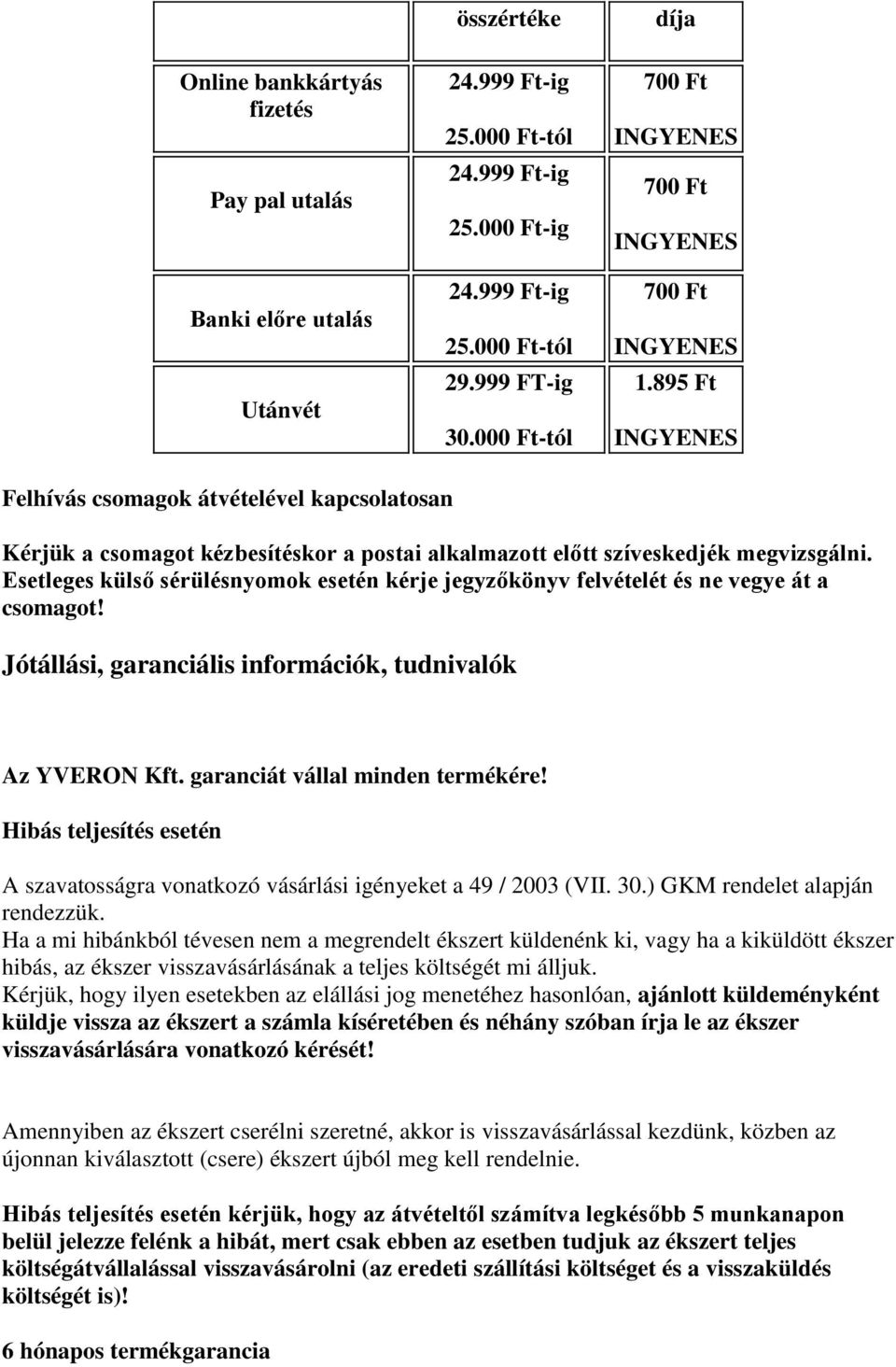 895 Ft INGYENES Felhívás csomagok átvételével kapcsolatosan Kérjük a csomagot kézbesítéskor a postai alkalmazott előtt szíveskedjék megvizsgálni.